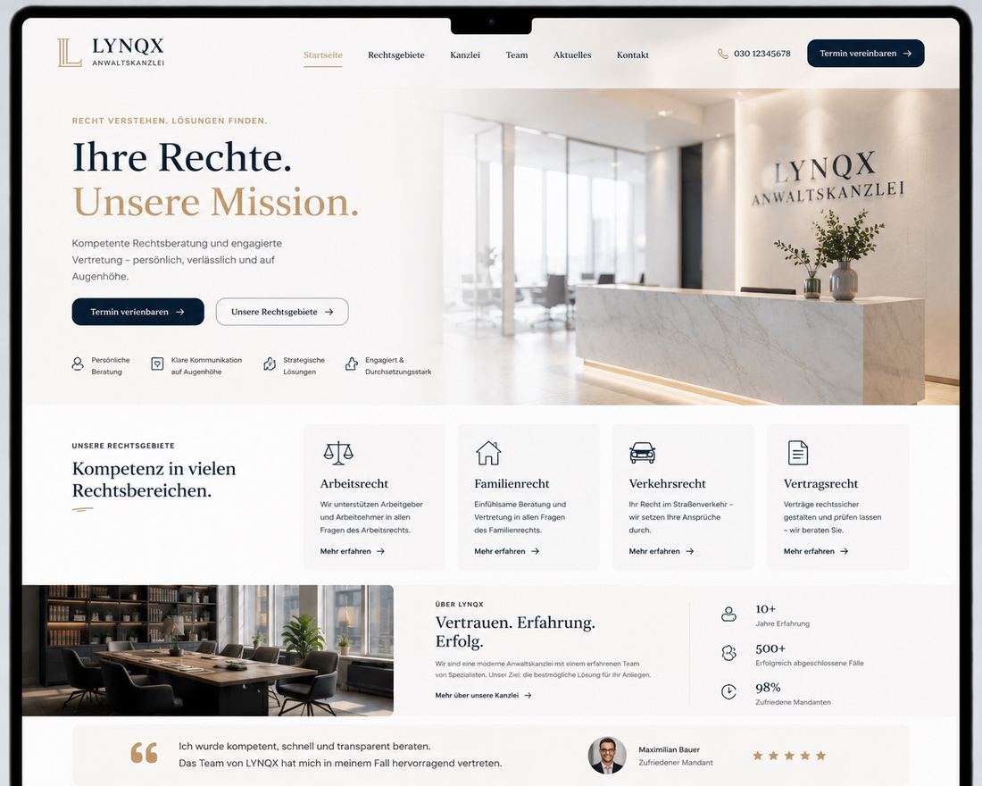 Entwurf einer Website für eine Anwaltskanzlei
