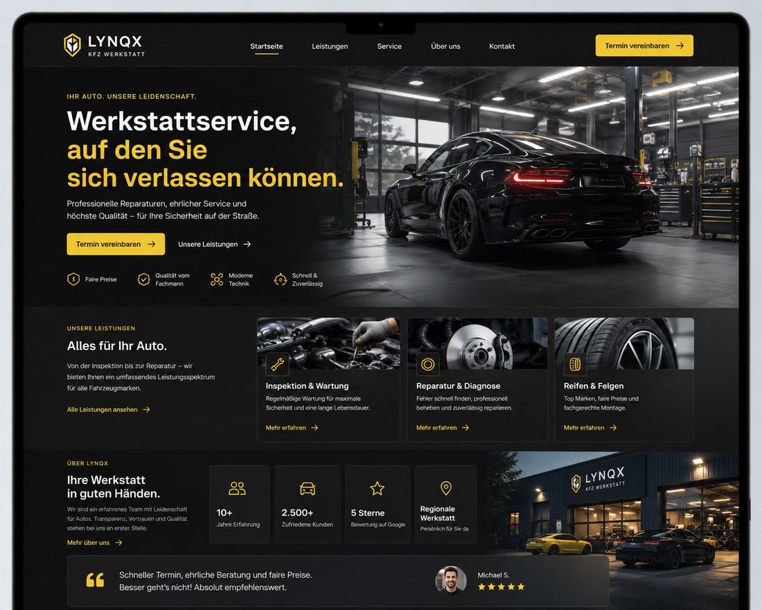 Entwurf einer Website für eine KFZ-Werkstatt